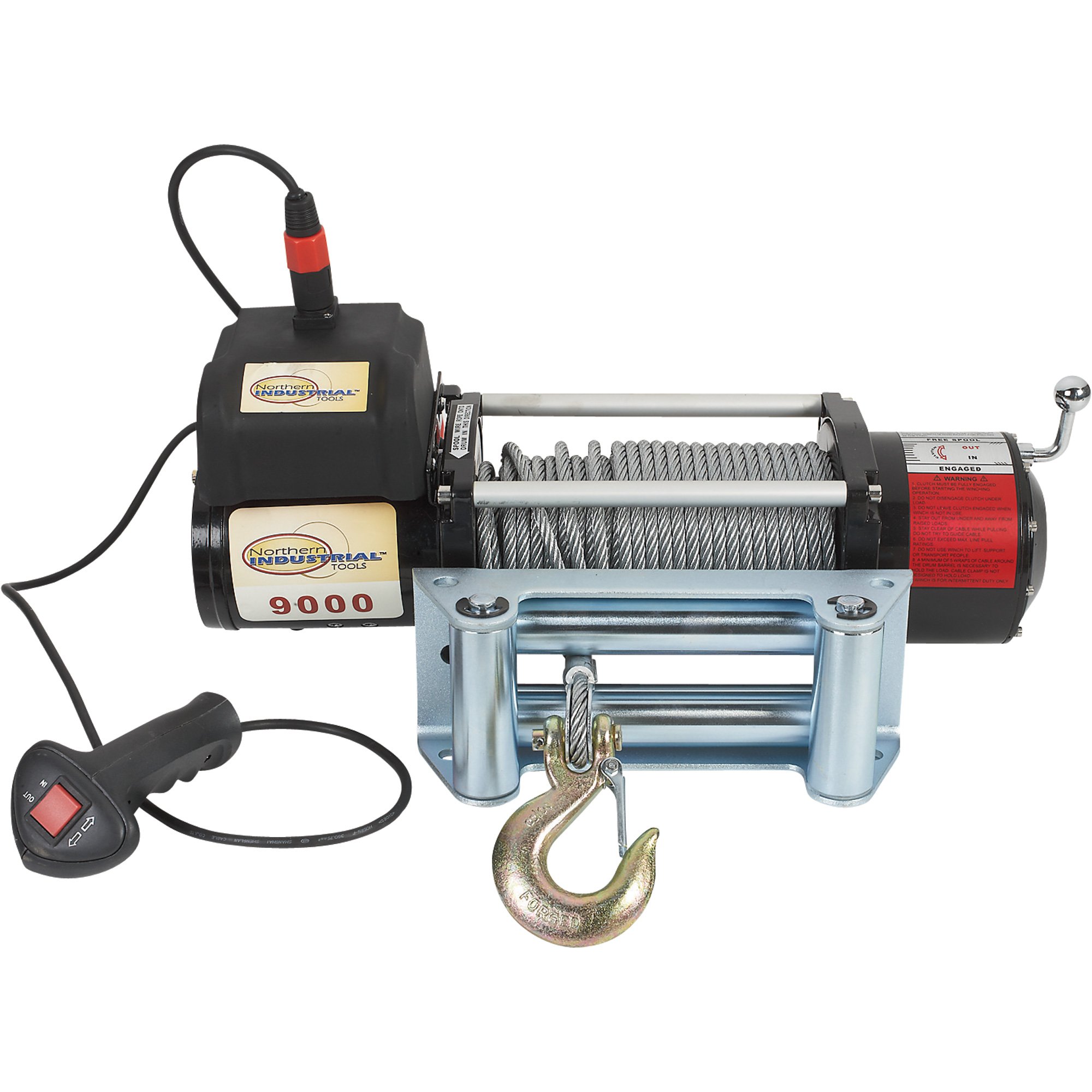 Northern Industrial Tools Truck Winch — 9000-Lb. Capacity, 12 Volt DC, Model# 400176